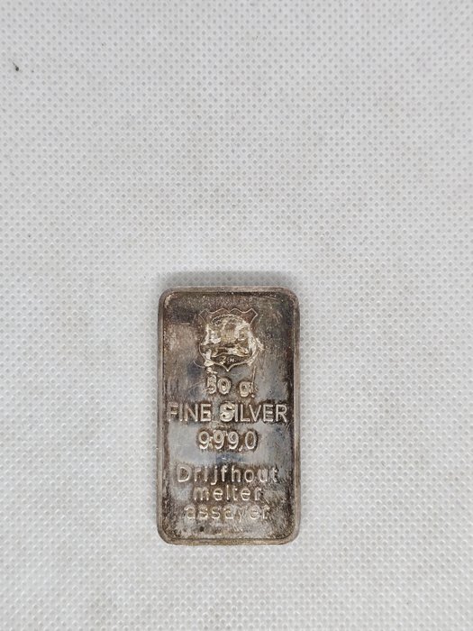 50 gram - Zilver .999 - Drijfhout melter assayer 1959-1984