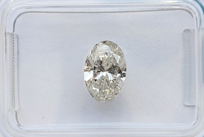 鑽石 - 1.01 ct - 橢圓形 - J(極微黃、從正面看是亮白色) - SI2