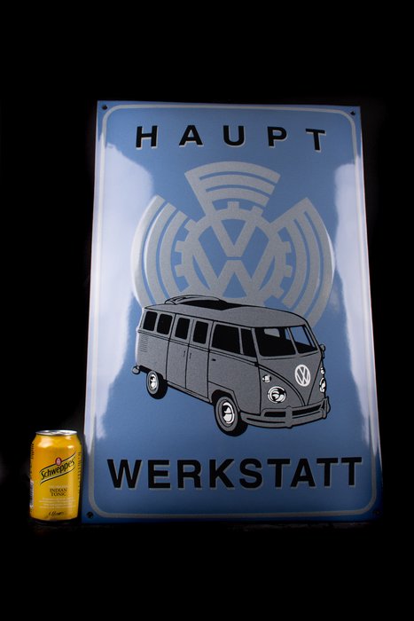Sign - Volkswagen - XL Volkswagen "HAUPT WERKSTATT"; BUS T1; 600mm; ENAMEL! handmade