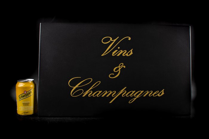 Vins & Champagnes; french advertising sign; enamel; handmade; wonderful details! - Emalikyltti - Emali