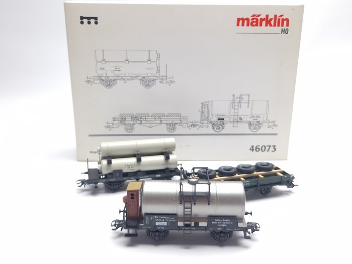 Märklin H0 - 46073 - 模型貨運火車組合 (1) - 「Zeppelin」馬車套裝，3 件套 - K.Bay.Sts.B, K.W.St.E.