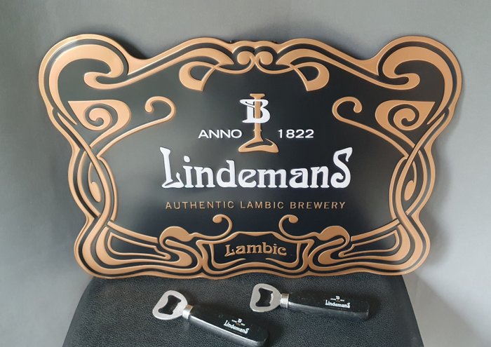 LINDEMANS - Lambic - Anno 1822 - Belgium - Skilt (1) - Reklameskilt i metall - Lakk, Metall