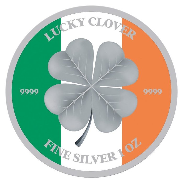 Niue. 2 Dollars 2023 Lucky Clover Irish Flag Silver Coin - 1 Oz (.999)  (Sem preço de reserva)