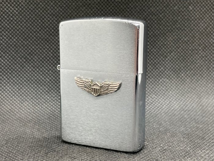 Zippo - Vintage 1989 Air Wings Emblem Brushed Chrome - Lighter - Messing, Chrome -