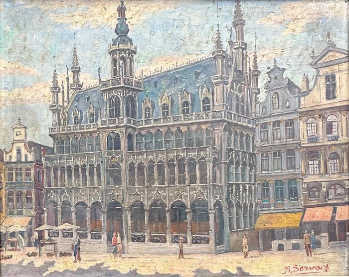 René Servaes (1883-1966) - The Grand Place in Brussels