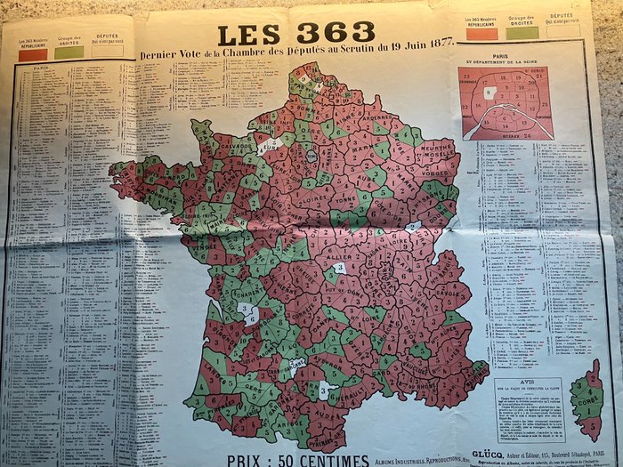 Europa, Mapa - Francja; F Hermet - Les 363 - 1861-1880