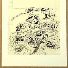 Franquin, André - 1 Offset Print - Gaston - J'ai une idée Étude de couverture - 2023 Comic Art
