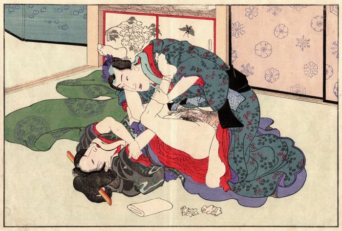 Ashikaga Mitsuuji 足利光氏 and the Aged Servingwoman Mihara 老女水原 - Toyohara Chikanobu 豊原周延 (1838-1912) - Japan -  Meiji period (1868-1912)