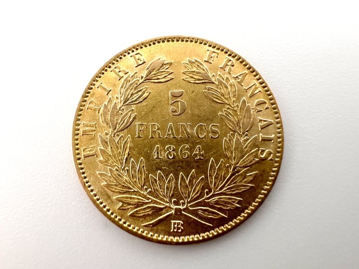 法国. 拿破仑三世(1852-1870). 5 Francs 1864-BB, Strasbourg  (没有保留价)