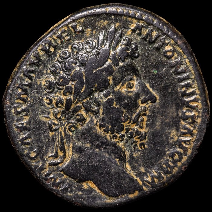 羅馬帝國. Marcus Aurelius (AD 161-180). Sestertius Roma, 162 d.C. - SALVTI AVGVSTOR TR P XVII / COS III