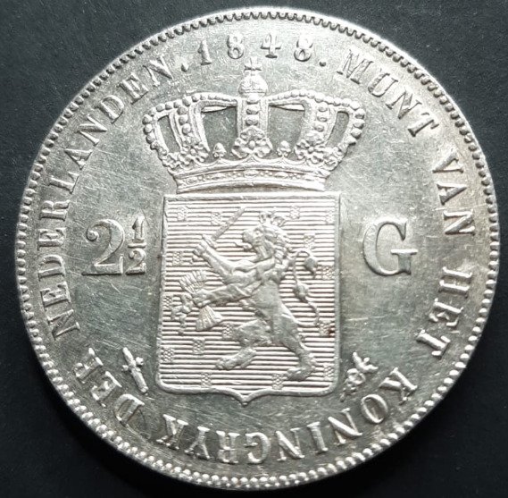 Niederlande. Willem II (1840-1849). 2 1/2 Gulden 1848