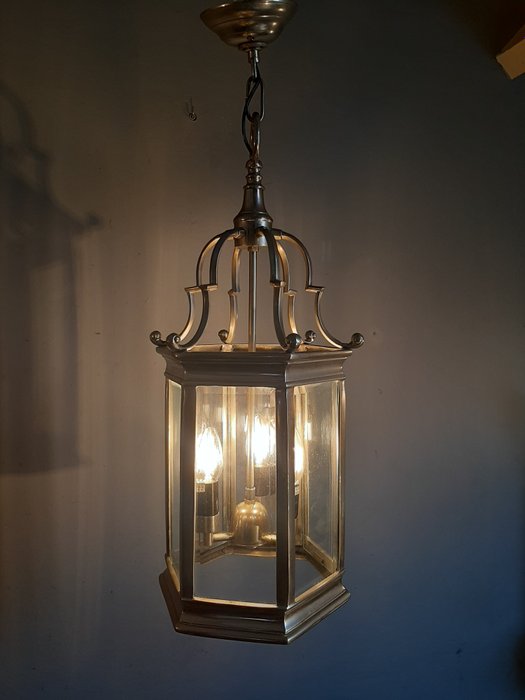 Hengende lampe (1) - Glass, Metall, Lykt - Sekskantet