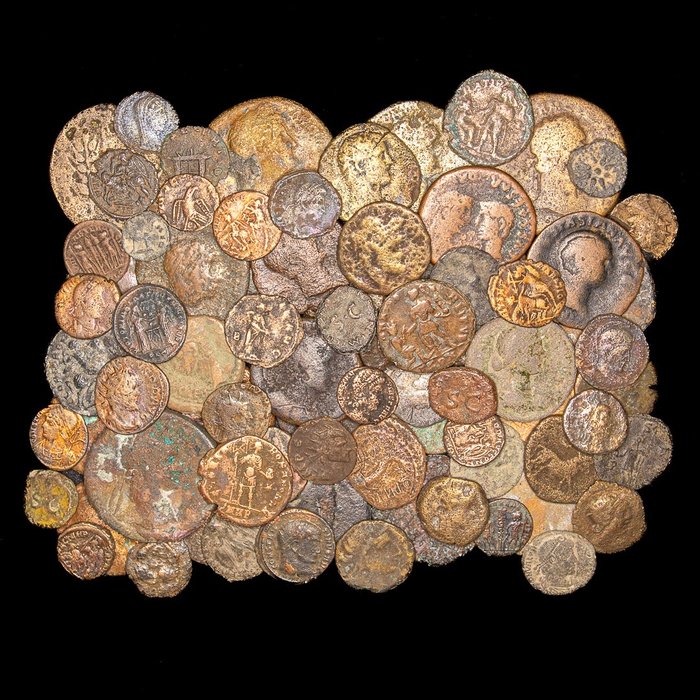 Imperio romano. Lote de 100 monedas Æ siglo I - IV d.C.