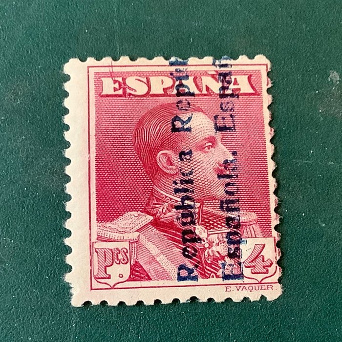 Espanha 1931 - Carimbo não emitido 4 PTA - com certificado e homologado Roig/Richter - Edifil NE26