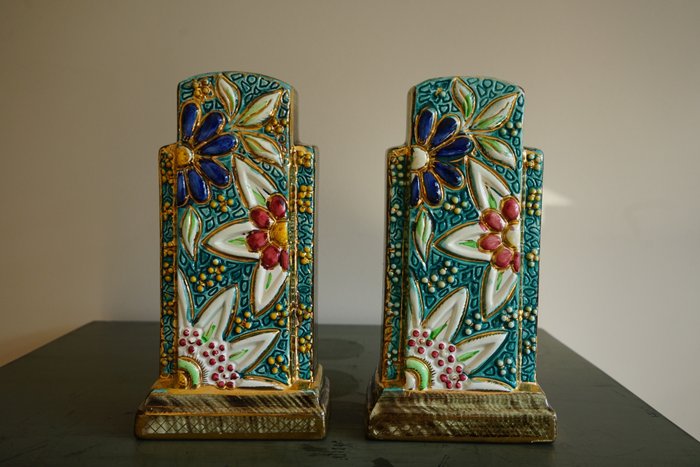 Hubert Bequet Floral Decor - Vase (2)  - Ceramic