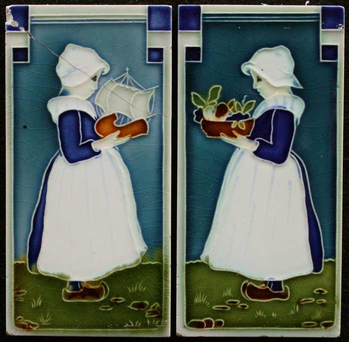 Azulejo (1) - Grohner Wandplattenfabrik - Arte nova - 1900-1910 