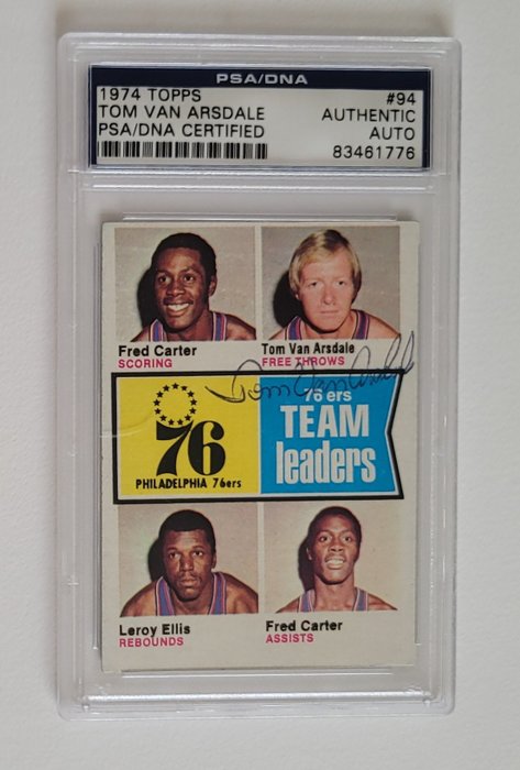 76ers Philadelphia - Tom Van Arsdale - 1974 Topps-Karte 