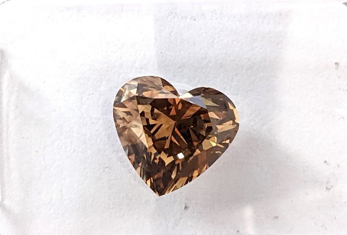 Diamant - 1.66 ct - Hjerte - fancy deep yellowish brown - VS2