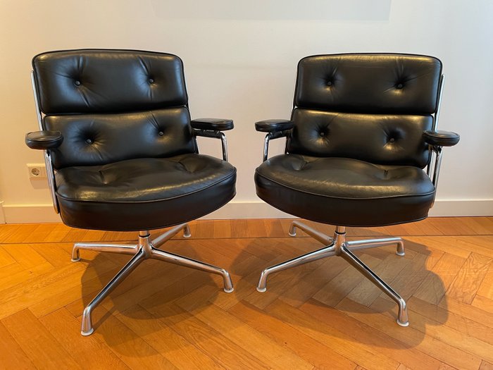 Vitra - Charles & Ray Eames - Sillón (2) - silla del vestíbulo - Cuero