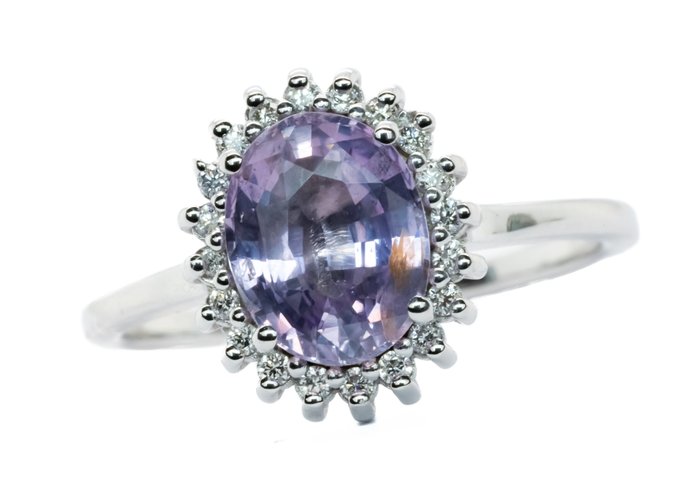 2.07 ct Pink (Ceylon) Sapphire & VS Diamonds - Ring - Hvidguld 