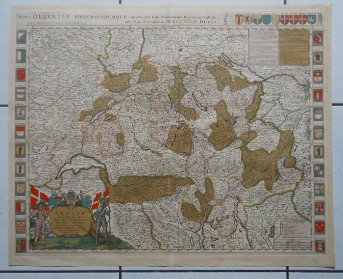 Europa, Mapa - Suiza / Mapa detallado de Suiza; Iaillot - La Suisse divisée en ses treize Cantons... - 1721-1750