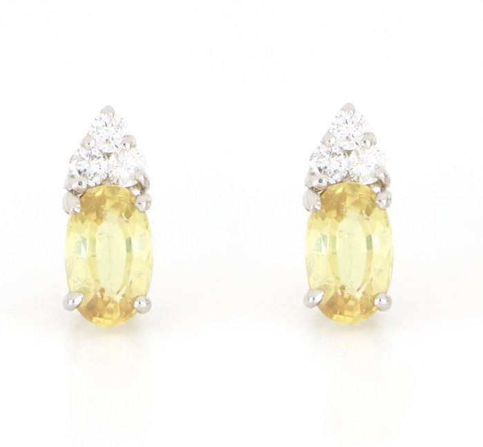 Ohne Mindestpreis - Ohrringe Weißgold, NEU Saphir - Diamant 