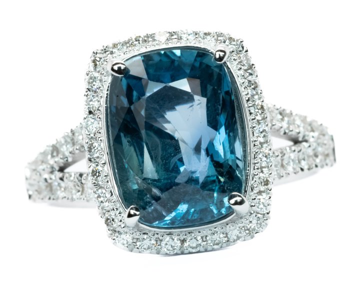 3.70 ct Indigo Blue (Burma) Sapphire & VS Diamonds - Pierścionek - Białe złoto 