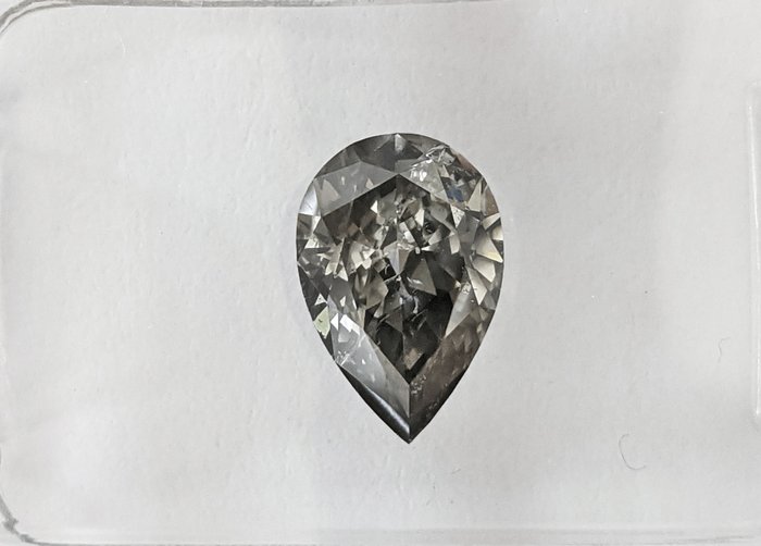 Diamant - 1.12 ct - Pære - fancy grå - SI2
