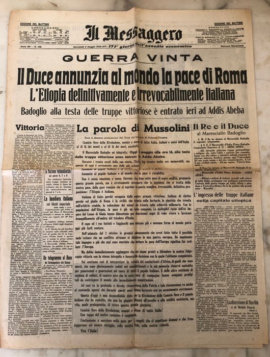 Various Authors - Giornale Il Messaggero - Completo - 6 maggio 1936 - 1936