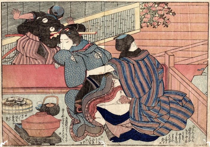 November 十一月之話 - Frome the shunga book "Annual Events of the Vagina" 開註年中行誌 - 1834 - Utagawa Yoshitora 歌川芳虎 (active about 1836–1887) - Japan -  Edo Period (1600-1868)