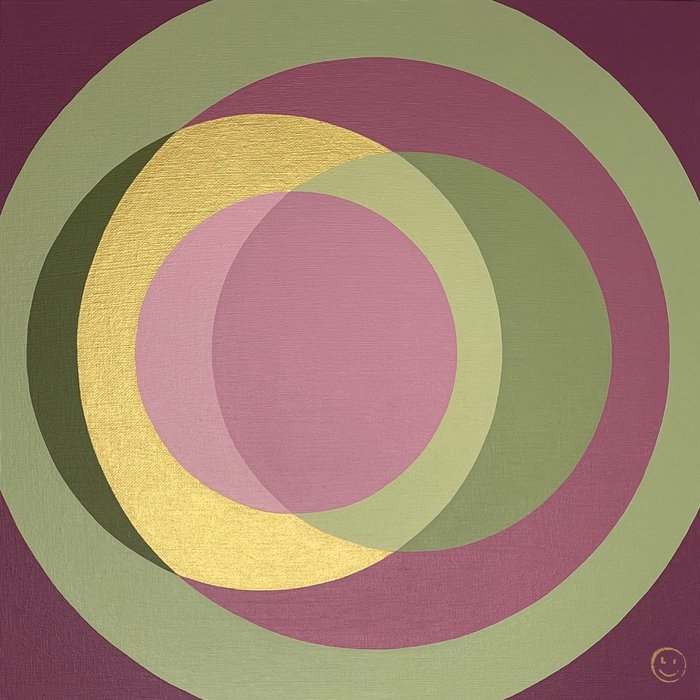 Laura Rota - Rotations | Circles in tone of green, pink and gold