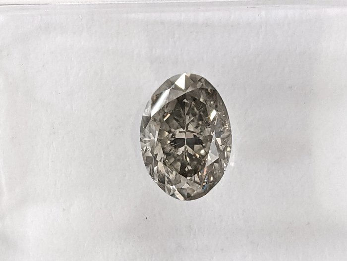 Diamant - 1.03 ct - Oval - Fantaisie gris - SI2
