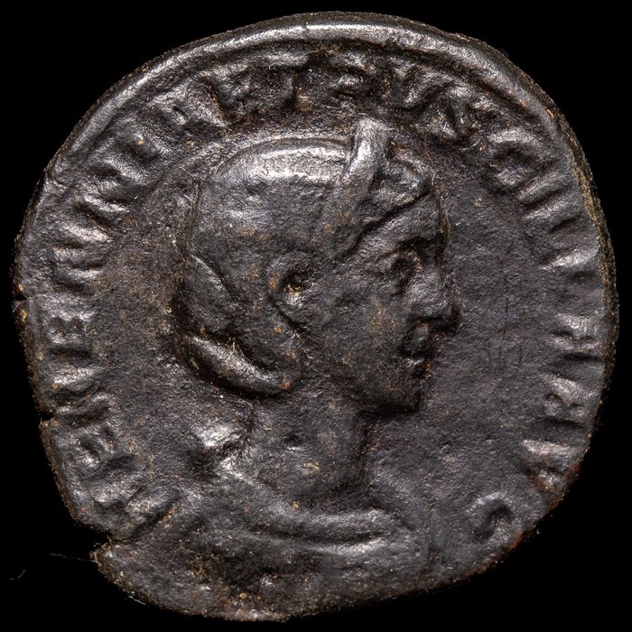 Romerska riket. Herennia Etruscilla (Augusta, AD 249-251). Sestertius Roma - Pudicitia
