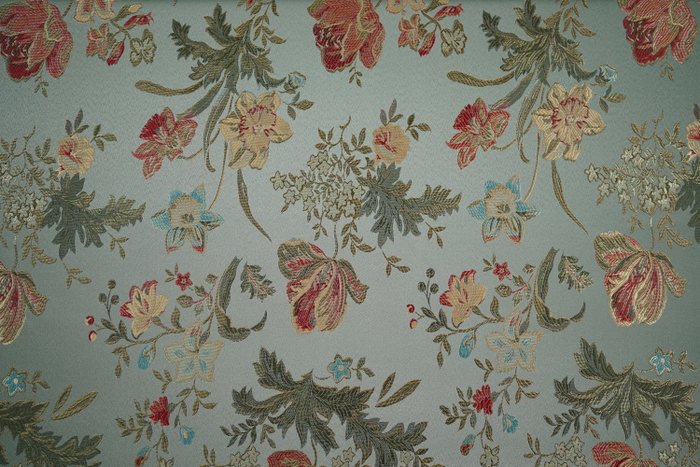 6.00 x 1.40 - precious San Leucio damask fabric in green satin and cotton - Upholstery fabric