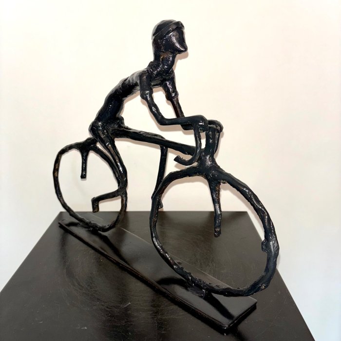 Abdoulaye Derme - Scultura, Cycliste - 27 cm - Bronzo verniciato a freddo