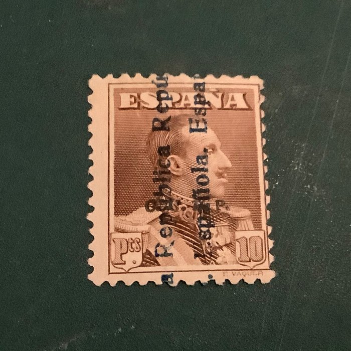 Espanha 1931 - Não emitido selo 10 PTA - Roig aprovado e certificado com foto - Edifil NE 27