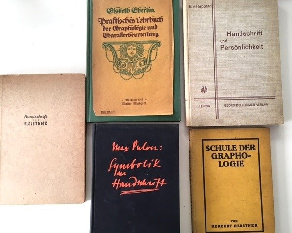Ebertin, Elsbeth / Rappard, Eva von / Pulver, Max / Gerstner, Herbert / Daim, Wilfried - Lot van 5 boeken over Grafologie - 1913-1950