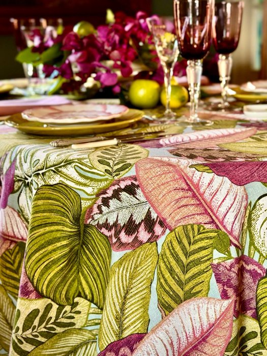 Toalha de mesa com estampa de flores em cores intensas para mesas grandes. - Toalha de mesa - 270 cm - 180 cm