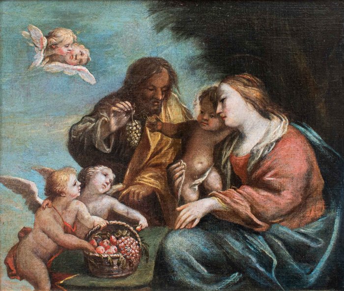 Scuola Emiliana (XVII) - Sacra famiglia con putti