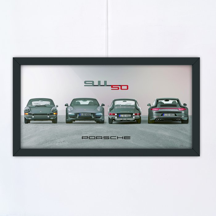 Porsche 911 50 Years Memories - Fine Art Photography - Luxury Wooden Framed 80x40 cm - Limited Edition Nr 01 of 30 - Serial AA-103
