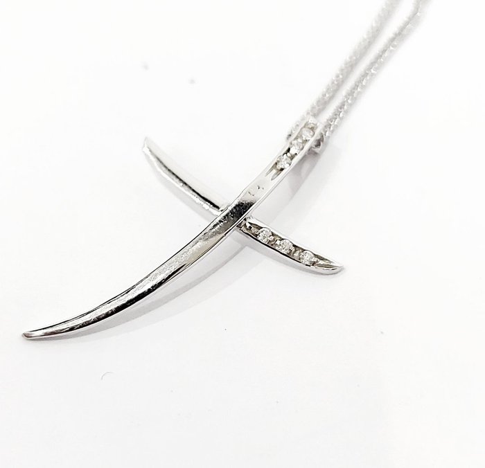 Halsband med hänge Vittguld Diamant  (Natural) 