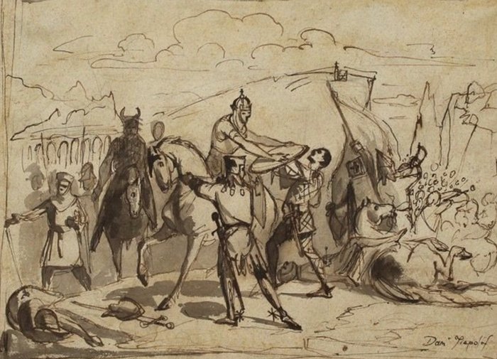Giandomenico Tiepolo (1727-1804) - Possibile bozza per una scena della Gerusalemme Liberata