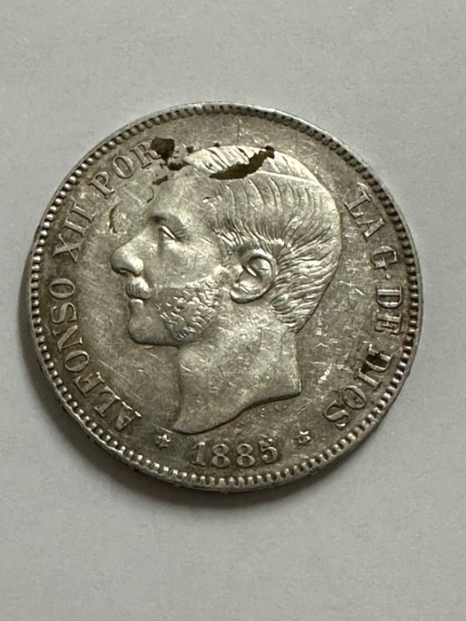 Spania. Alfonso XII (1874-1885). 5 pesetas 1885 *86 MSM