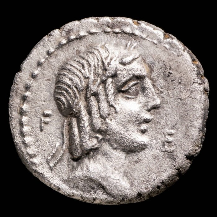 Romerska republiken. L. Calpurnius Piso L.f. L.n. Frugi, 90 BC. Denarius Roma
