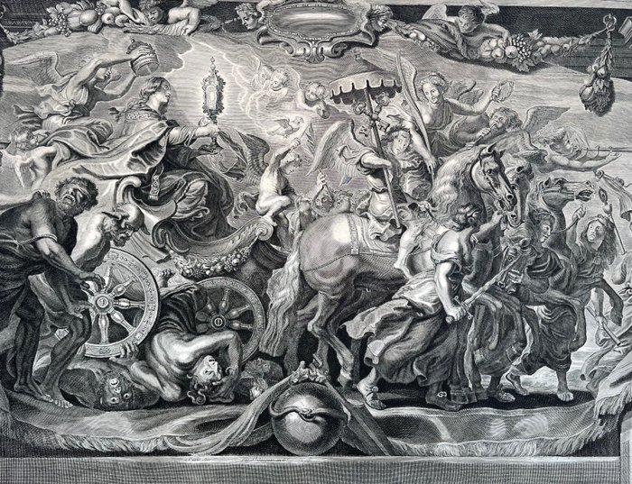 Peter Paul Rubens (1577-1640), Cornelis Martinus Vermeulen (1644-1708). - Il trionfo della Chiesa sull'eresia - very big plate