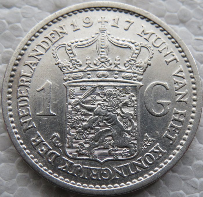 Países Bajos. Wilhelmina (1890-1948). 1 Gulden 1917