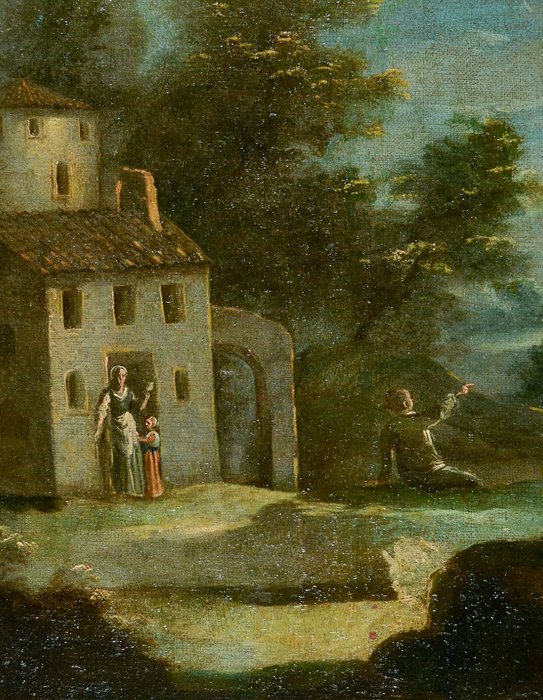 Scuola Italiana (XVIII-XIX) - Paesaggio animato
