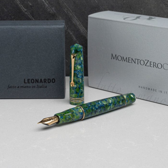 Leonardo Officina Italiana - Momento Zero Iride green/blue -  gold plated finish - Stilou fântănă