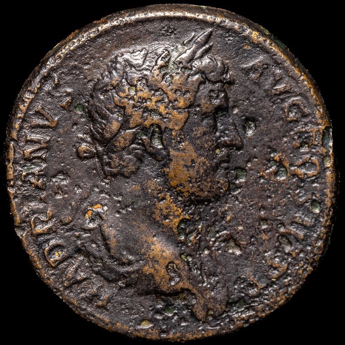 Romerska riket. Hadrian (AD 117-138). Sestertius Roma, 130-133 - ADVENTVI AVG ITALIAE (Serie viajes)