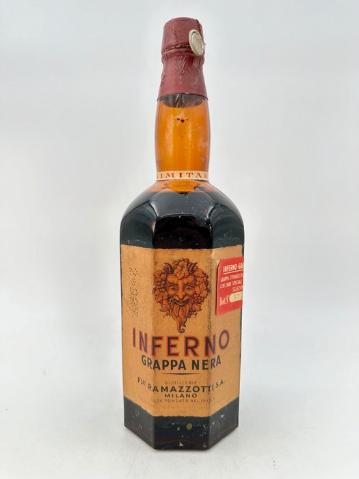 F.lli Ramazzotti - Inferno, Grappa Nera - Bott. N°82443 Sigillo Reale  - b. Jaren 1940 - 1,0 Liter